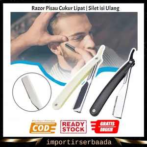 IMP- Razor Pisau Cukur Lipat SIlet - Shaver Alat Cukuran Kumis Alis Jenggot Rambut / Pisau Kerik Barbershop Tuakng Cukur Manual Silet Isi Ulang Serbaguna