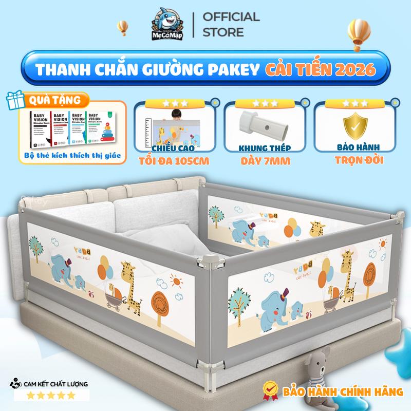 Ưu Đãi Sốc Thanh Chắn Giường Cho Bé Pakey NV2 Họa Tiết Voi Đáng Yêu Có Bọc Xốp Bảo Vệ 1 Thanh Chắn 1 Mặt
