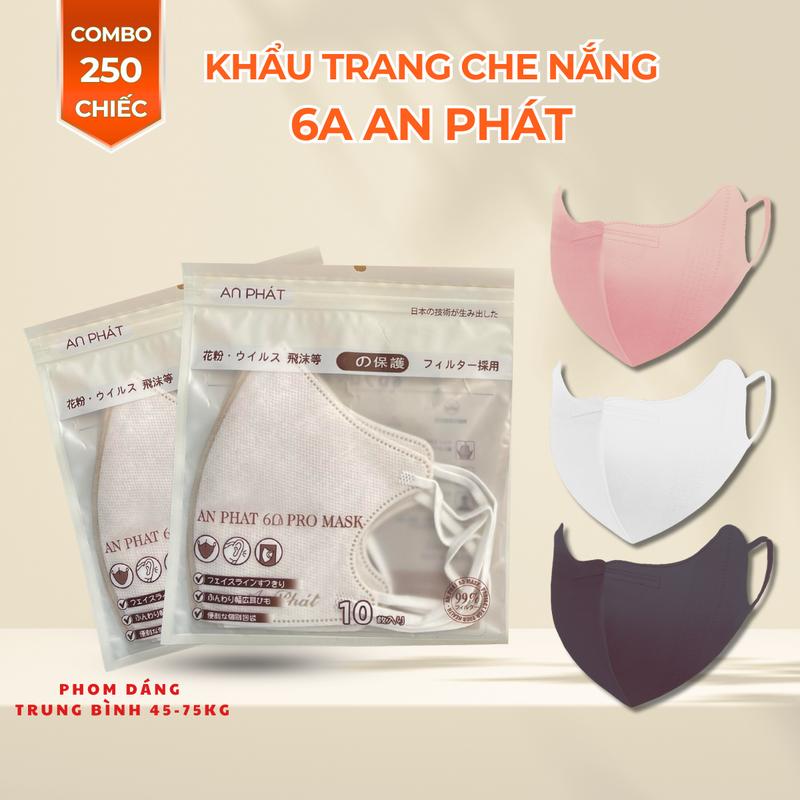  250 chiếc Khẩu Trang 6A Che Nắng AN PHÁT 4 Lớp Dày Dặn Che Phủ khuôn mặt tốt che gò má Mask Che Mặt Phụ Kiện Accessories 