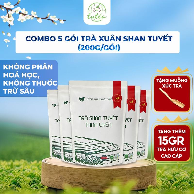 Combo 5 Túi TRÀ XUÂN Trà Shan Tuyết Than Uyên 200g Chuẩn Hữu Cơ 0