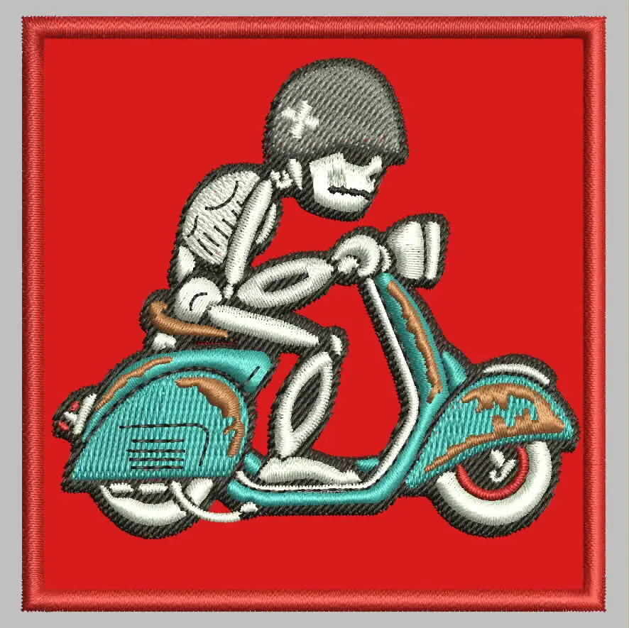 PATCH BORDIR TENGKORAK VESPA EMBROIDERY - 3D BORDIR