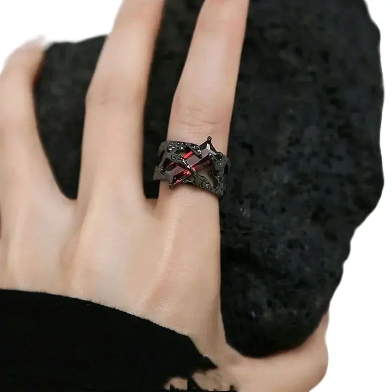 CINCIN TERBARU ZIRCON RED RUBY RETRO Y2K UNTUK PRIA DAN WANITA Rings