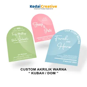 Akrilik Warna Brush Kubah Dome Cutting Nama Custom Warna