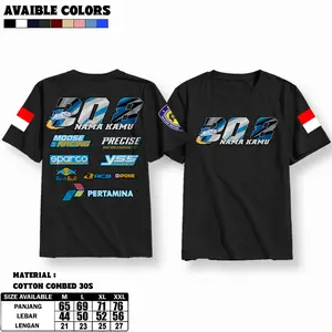 T-Shirt Racing Distro 30s Bisa Custom Nama & Nomor Balap Desain Racing Menarik Cocok untuk Penggemar Balap Tampil Gaya Unik Material Cotton Combed 30s