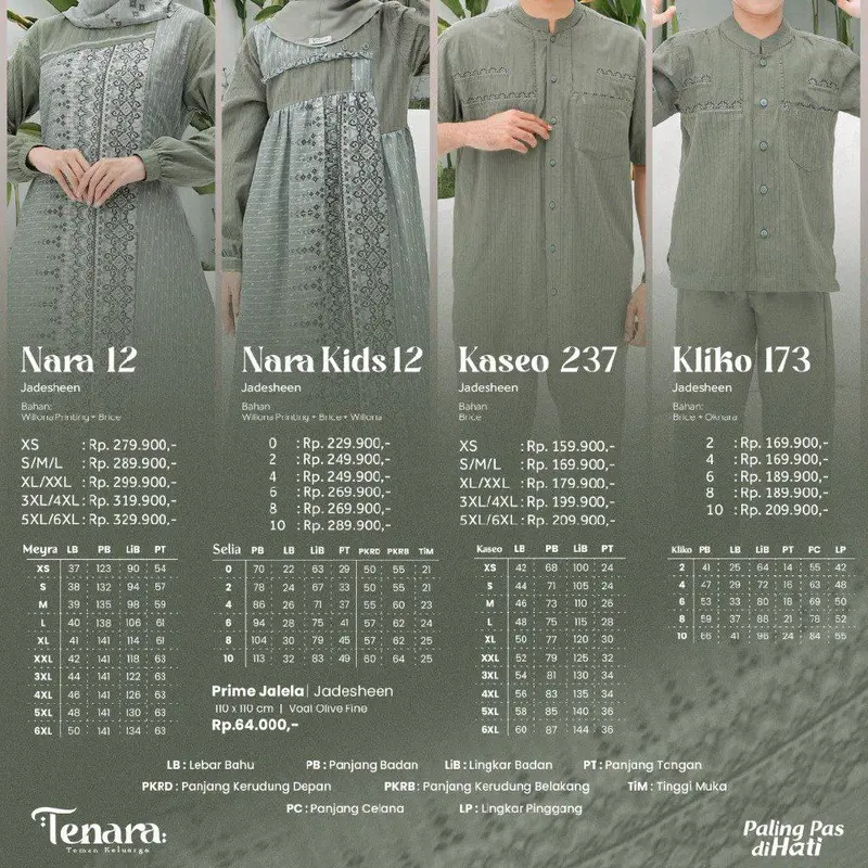 Sarimbit Lebaran 2025 - Tenara 12 Jadesheen/ Nara 12 Jadesheen/ Kaseo 237 Jadesheen/ Nara Kids 12 Jadesheen/ Kliko 173 Jadesheen Gamis Ibu Keluarga Muslim Baju Pendek 5