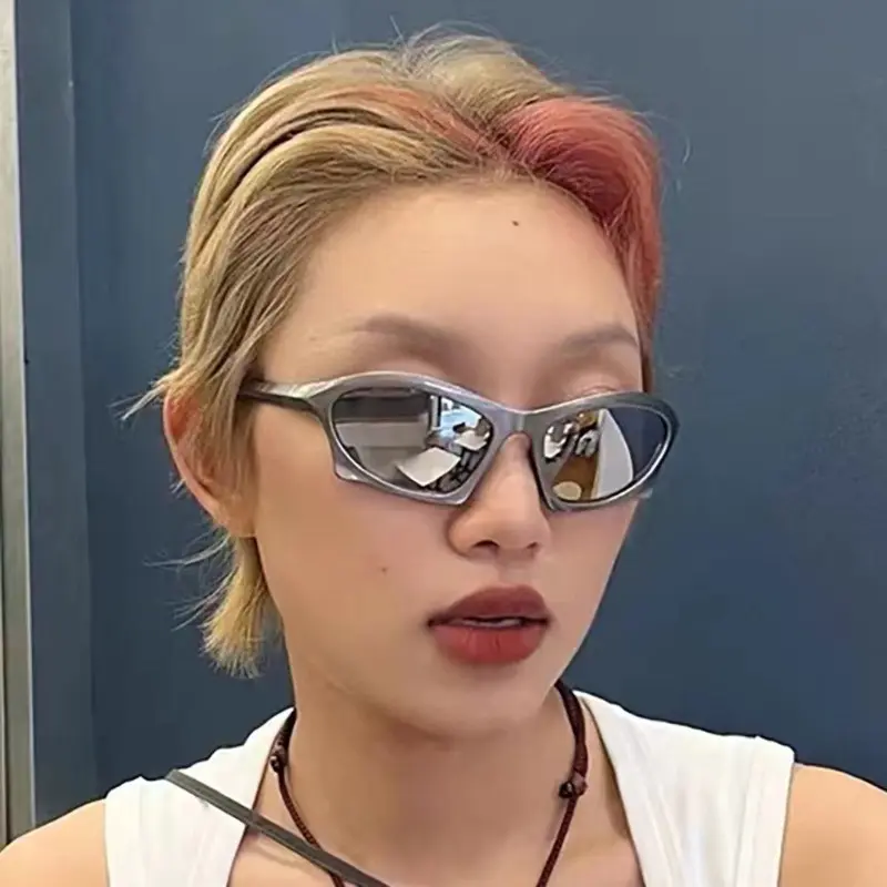 Y2K Cycling Sports Steampunk Sunglasses Women Punk Goggle Brand Designer Sun Glasses Men Silver Mirror Shades Fashion Eyewear