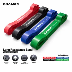 CHAMPS Premium Long Resistance Band Merah (5-18KG) | Power Band Fitness Pilates Karet Elastis Gym Outdoor Indoor