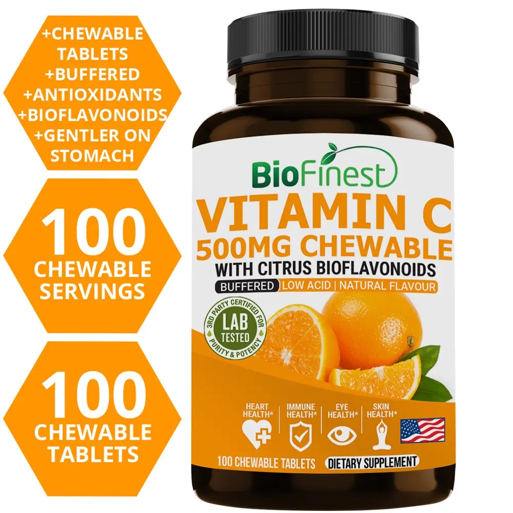 Biofinest Buffered Vitamin C 500mg – Gentle on Stomach & Immune Support (100 Tablets)