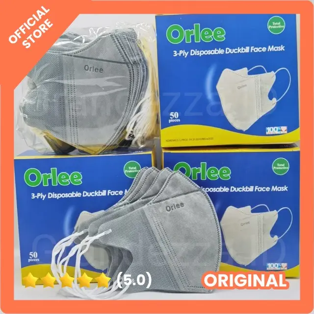 isi 50Pcs Masker Orlee Populer Duckbill Earloop Cantol Original 3Ply 3 Ply Medis ijin Kemenkes Murah 1