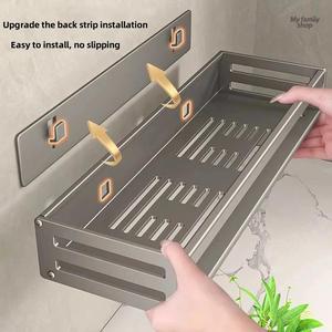 ชั้นวางของในห้องน้ำ ชั้นแขวนผนังแบบไม่ต้องเจาะสำหรับห้องอาบน้ำ ห้องสุขา หรือโต๊ะล้างหน้า