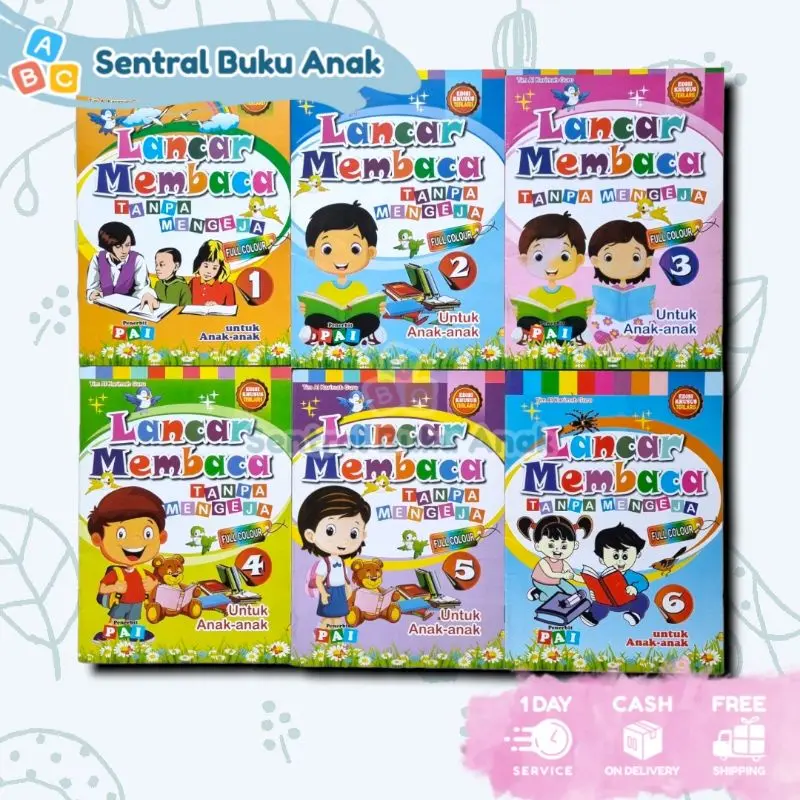 Paket Isi 6 Buku Lancar Membaca Tanpa Eja Full colour - Buku Belajar Membaca PAUD TK
