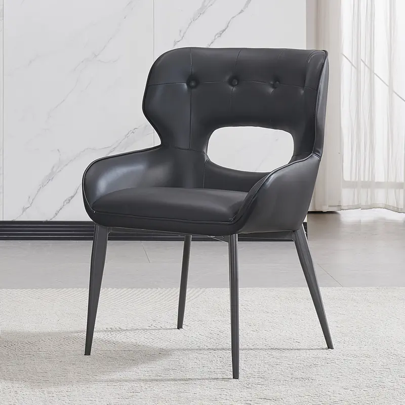 Dining chairs for home use, discussing hotel luxury, modern simplicity, hollowed out backrest, comfortable new leather dining table chairs and stools