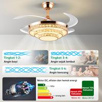 Gambar Lampu Gantung Kristal Kipas Angin Plafon Kristal Lampu Gantung Ruang Tamu 2IN1 Kamar Tidur 3 Warna 6Kecepatan Lampu Lampu Kipas Angin Kristal Hias - A-Changtiao+Remote dari GOGEOUS Store Kab. Tangerang 2 Tokopedia