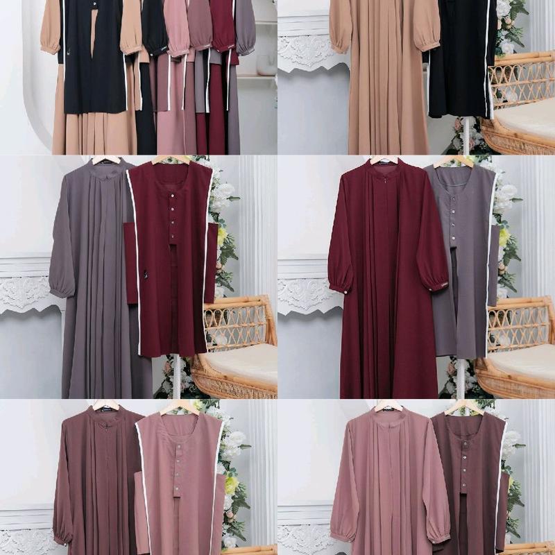 ARUNI DRESS ZELLA OUTER BY ANNASHIHAH/ TWO IN ONE/ GAMIS MUSLIM+OUTER BAHAN SABRINA BEST PREMIUM 9