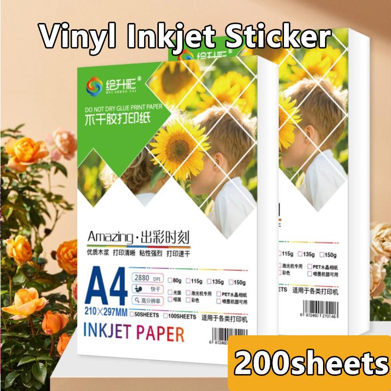 100 Sheets Vinyl Inkjet Sticker A4 Size Per Pack Matte - TikTok Shop