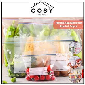 COSY Plastik Klip Makanan Buah dengan Segel Ganda Plastik Penyimpanan Anti Bocor Ziplock Sayuran Reusable Ikan Masak