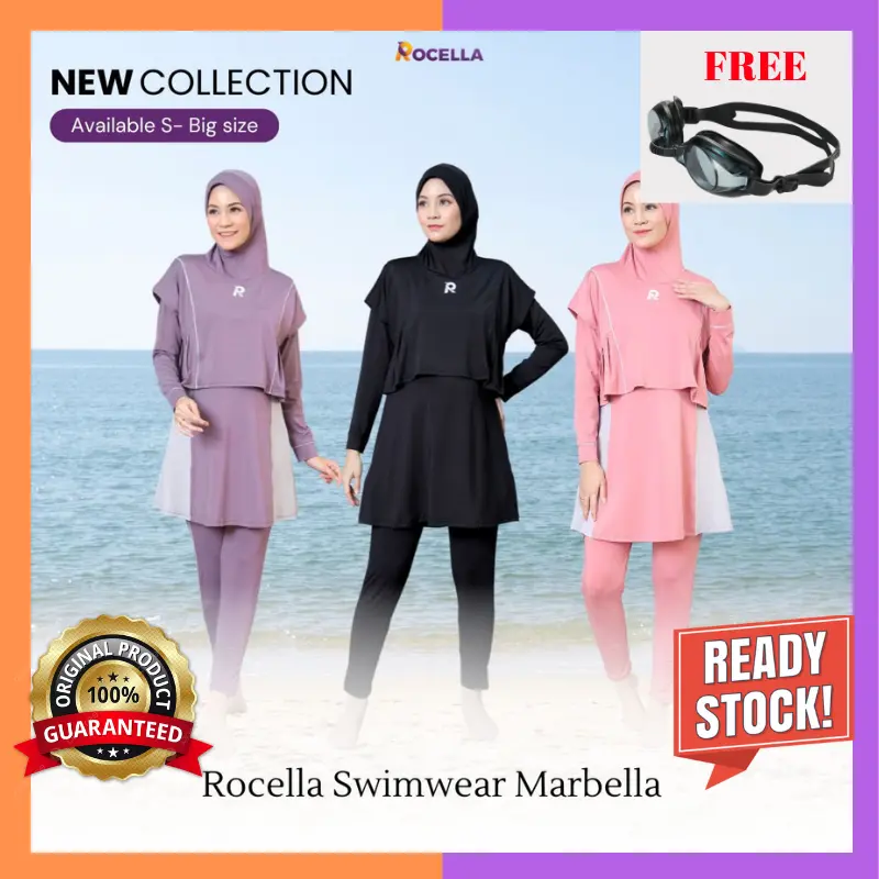 [GRATIS KACAMATA RENANG] Swimwear Baju Renang Marbella Brand Rocella Muslimah Syari Layer Menutup Dada