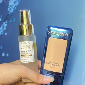 【New】SKINTIFIC 2pcs Makeup Skintint + Glowing Serum Spray 50ml Glowing Seharian, Gak Takut Kusam! |  Skin Tint: Meratakan warna kulit & bikin cerah natural , Glowing Serum Spray: Melembapkan