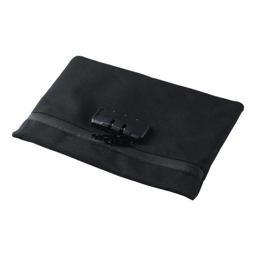 Black Money Bag With Lock Storage Pouch Portable Locking Accessories Pouch Security Bag for Cash with Zip Combination Lock Document Bag for Travel