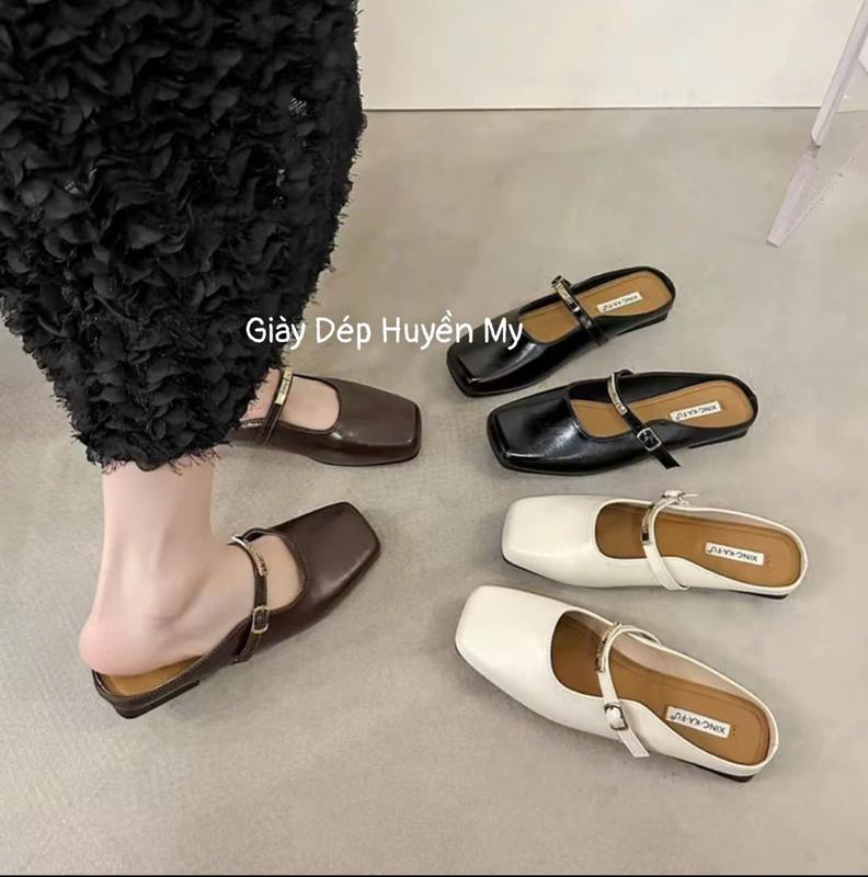 Giày Sục Nữ Mũi Vuông Quai Ngang Da Mềm Cao Cấp ( TT23 ) dép  hè  nữ giày  bít  mũi  nữ  bệt sục  bệt  nữ