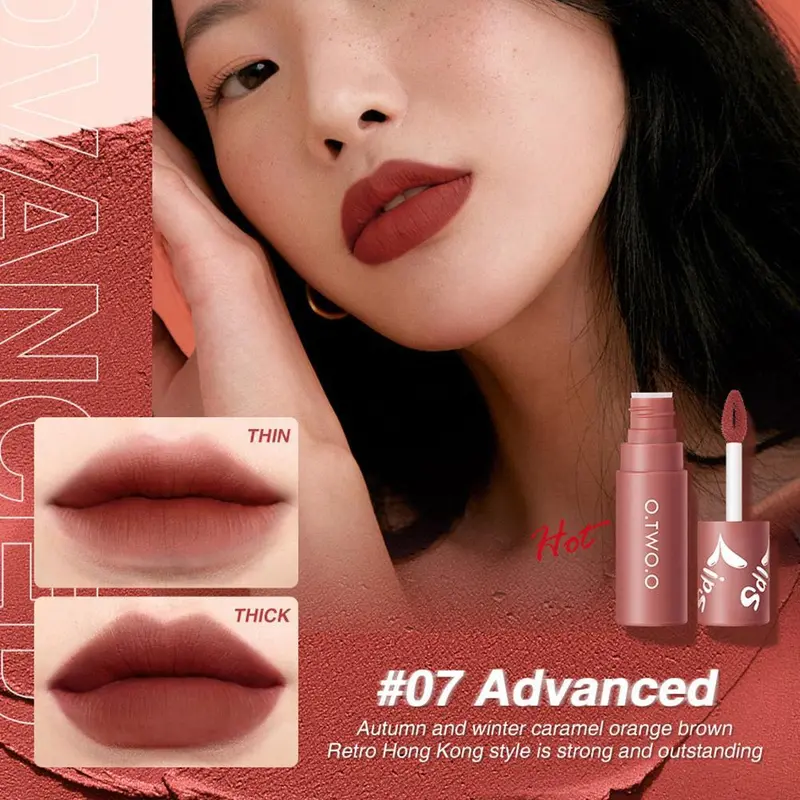 O.TWO.O Velvet Matte Lipstick Dual-use Lip & Cheek Mud Lip Tint Gloss Waterproof 5