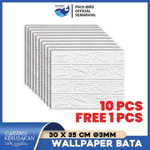 PAKET 10 LEMBAR FREE 1 LEMBAR !! Wallpaper Dinding 3D Foam Mini Motif Batu Bata 35 X 38 CM
