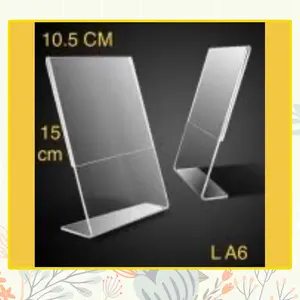 AKRILIK / NOMOR MEJA AKRILIK 15 X 10.5 CM TYPE L / STAND HOLDER ACRYLIC BROSUR QRIS