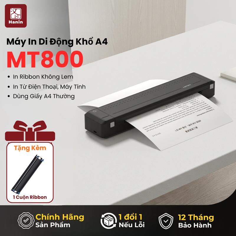 Máy In Di Động A4 MT800 Dùng Giấy Thường In Từ Điện Thoại Không Lem Mực
