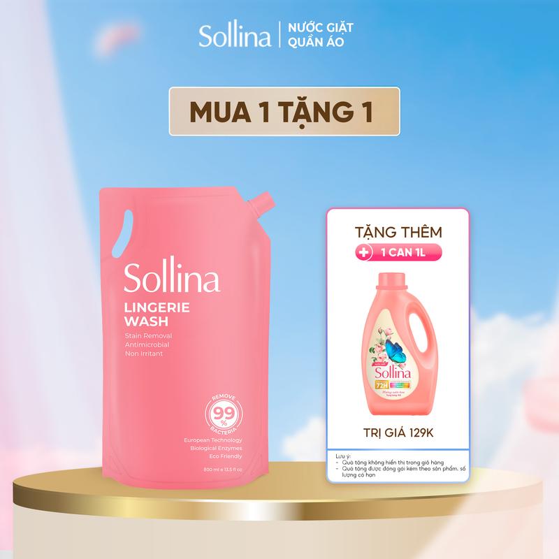 Túi 800Ml Refill Nước Giặt Đồ Lót Chuyên Dụng Sollina Giúp Khử Mùi Kháng Khuẩn An Toàn Cho Da