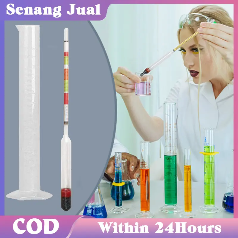Alcohol Tester Pengukur Kadar Alkohol + Gelas Ukur Tabung 250 ML 0