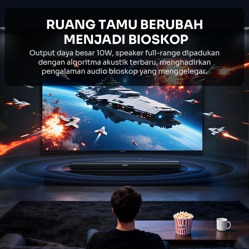 [EKSLUSIF SPECIAL PRICE] ROBOT RB80 Soundbar TV Bluetooth 6.0 10W Dual Speaker Full-Range & Dual Bass Konektivitas Ganda Garansi 1 Tahun BISA COD