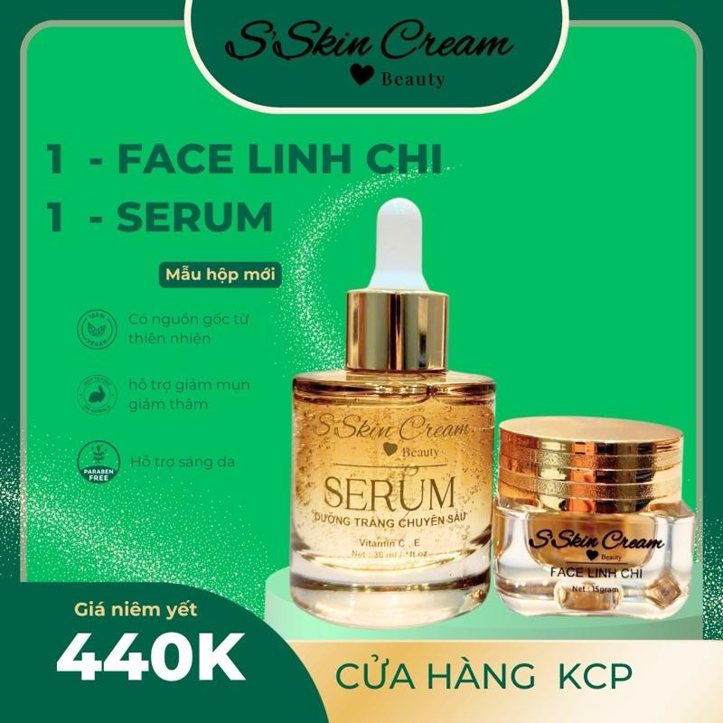 COMBO : SERUM 30ml - Kem Linh Chi 15g Skincream - Kem chấm mụn - Kem Face Skincare Làm Đẹp Da