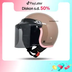 Helm Bogo Hijab Wanita List Pink Helm YRH Full Leher Flat Visor Motorcyle SNI Motorcycle