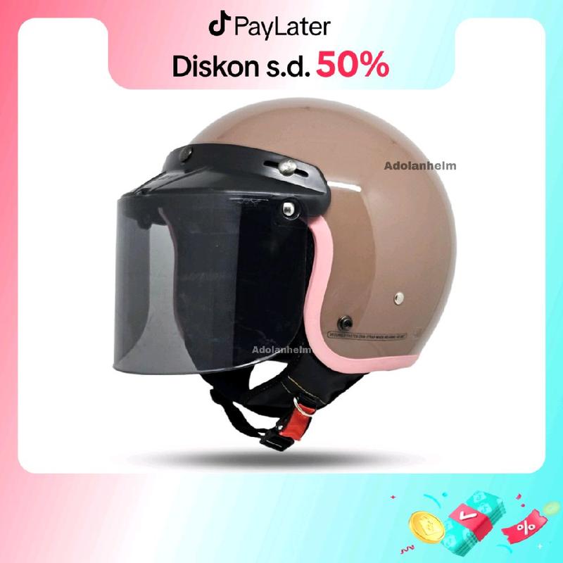 Helm Bogo Hijab Wanita List Pink Helm YRH Full Leher Flat Visor Motorcyle SNI Motorcycle 1