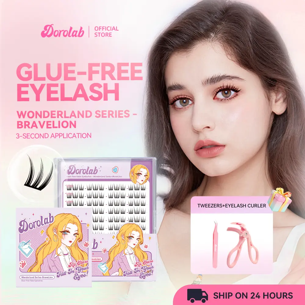 DOROLAB 【Glue-free eyelashes】【Wonderland Series】Eyelash extension set【BraveLion】C Curl False Eyelash Length 11-13mm--PBT Antibacterial material For Women Makeup Cosmetic