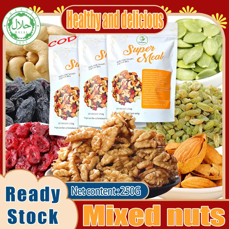 【Buy MORE SAVE MORE】Mixed Nuts (Halal) Almonds Cashews Pumpkin seeds Dried cranberries Raisins Black raisins Walnuts Fruits Natural Healthy Snacks Sugar Free Organic Low Sugar Christmas Promotion 2024 New Year Gift Promotion【COD】 Food Cemilan 0