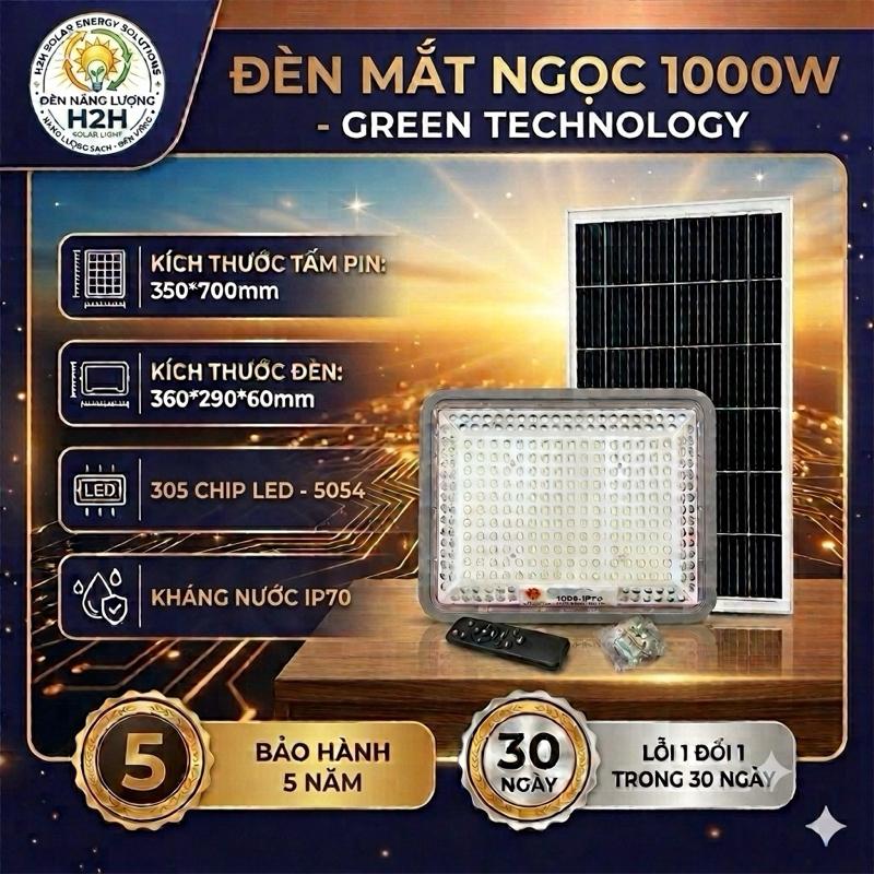 A01 -Đèn Năng Lượng Mặt Trời 1000W- Đèn Mắt Ngọc