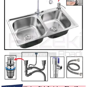 Kitchen Sink Dapur 2 Lubang 7843 - Tempat Cuci Piring Stainless Tebal - Bak Cuci Piring Dapur