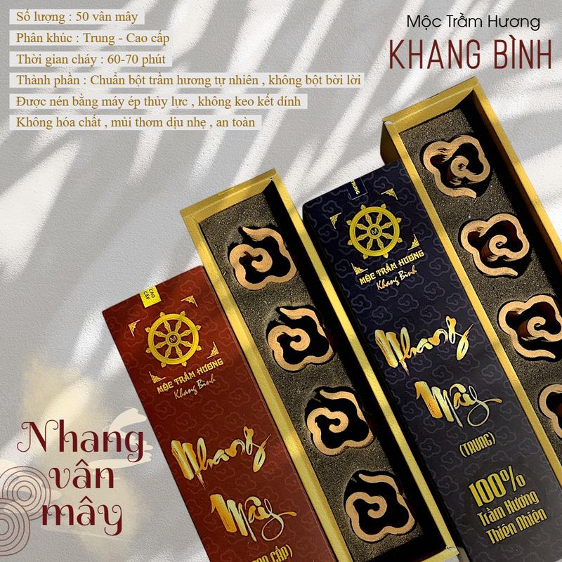  Khang Bình Nhang Trầm Hương Vân Mây   50 Vân Mây   hộp   Chất Lượng Cao  Hương thơm thanh ngọt  dịu nhẹ  Ít Khói  hoàn toàn Bột Trầm hương thiên nhiên  xông Trầm thư giãn  1h -1h30  