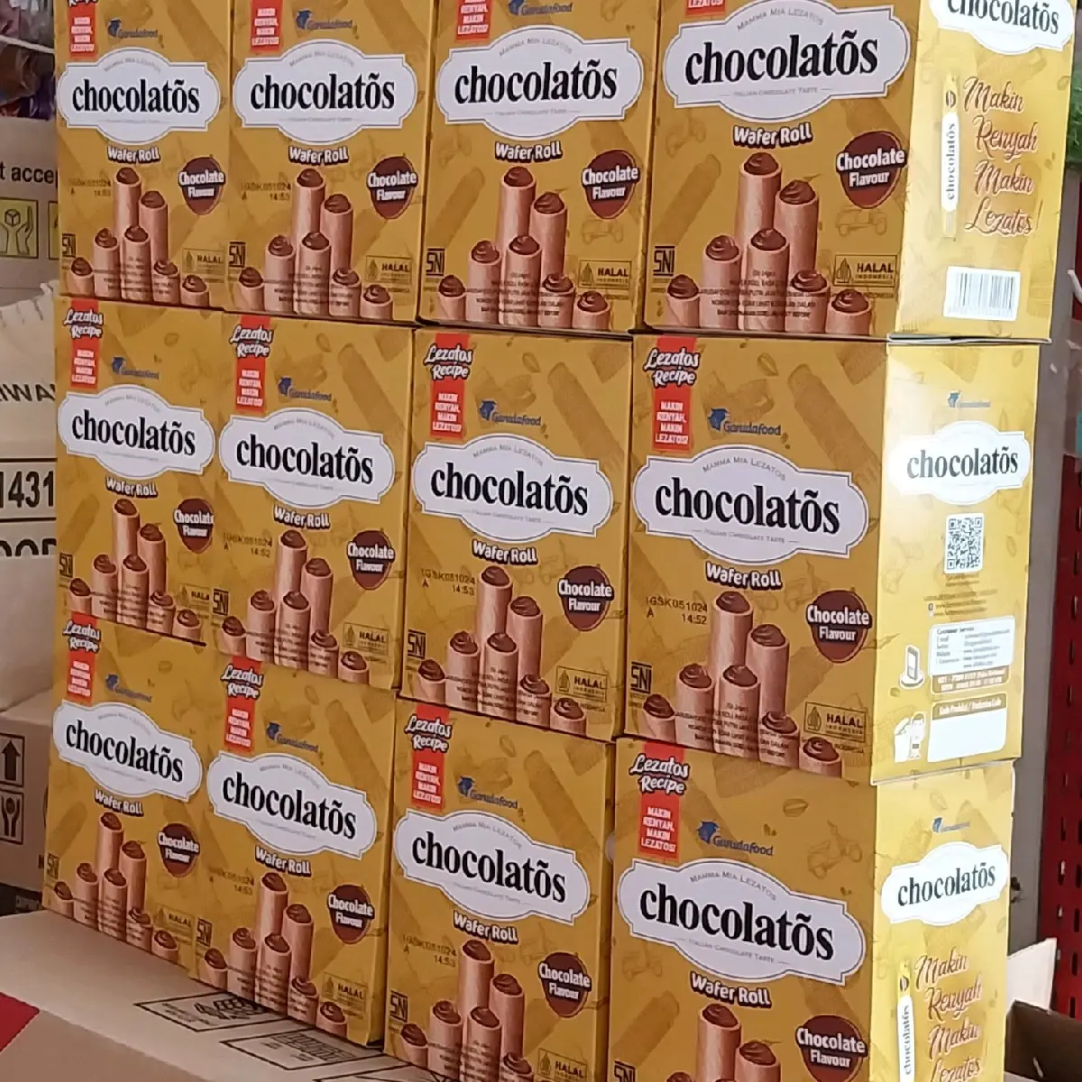 Chocolatos Wafer Roll 1Box isi 24Pcs Cokelat Cookies