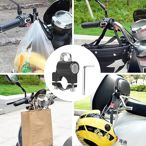 Motorcycle Helmet Cap Lock, Anti-Theft, Metal Deterrent Proof, Portable Helmet Safety Lock, with 2 Keys, Universal Helmet Cap Accessory, Suitable for Motorcycles, Scooters, Road Bikes