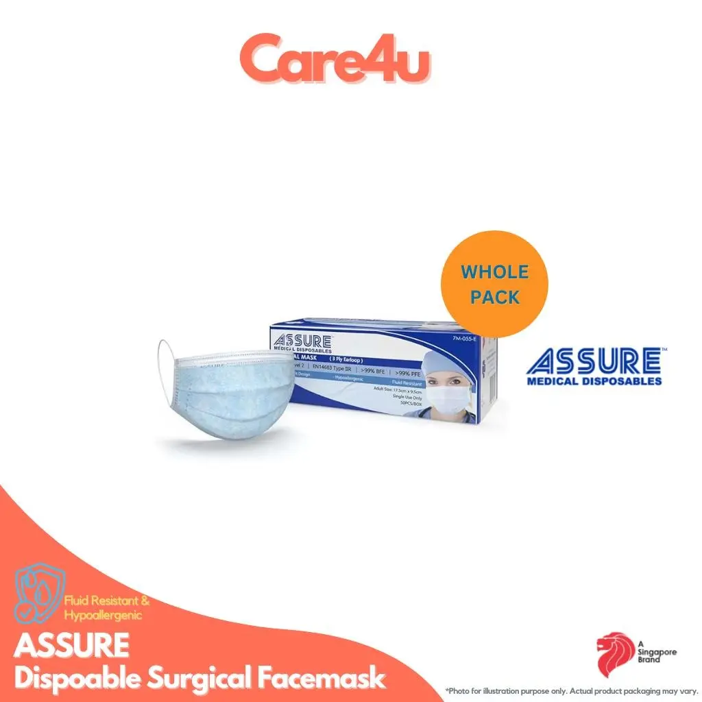 ASSURE Surgical Face Mask 3-Ply With Earloop Disposable,50'S/Box