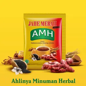 Jahe Merah AMH 6 In1 Per Renteng 10 Sachet Madu Jahe Merah Murni Plus Kayu Manis Ginseng Habbatussauda Secang Sambiloto Gula Aren dll 1 Renceng isi 10 Pcs