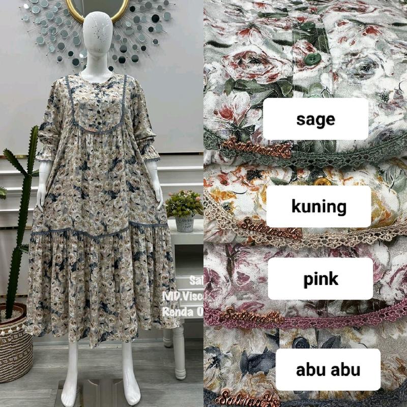 Midi dress salvina.ya ori motif abstrak renda 0