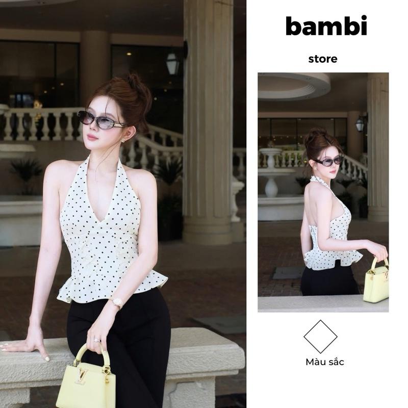   Bambi  Áo yếm chấm bi peplum  CÓ MÚT NGỰC  