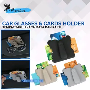 PEGASUS Premium Auto Care Car Glasses & Cards Holder Tempat Taruh Kaca Mata Sunvisor dan Kartu di Mobil Bahan ABS Plastik 8.2x8.5 cm Hitam Beige Grey