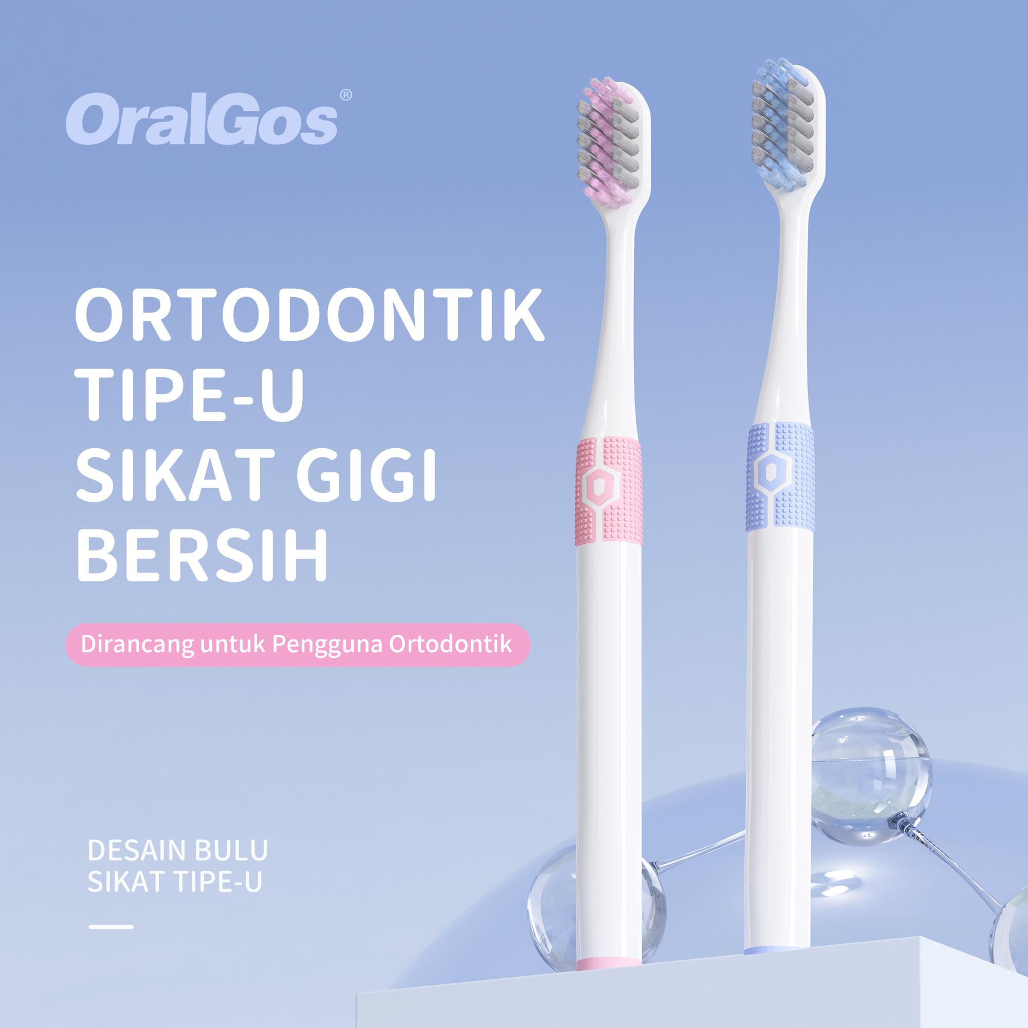 OralGos Sikat Gigi Ortodontik Profesional Tipe-U Desain Bulu Bersih untuk Kebersihan Optimal Gigi Pengguna Ortodontik Dirancang Ilmiah Khusus