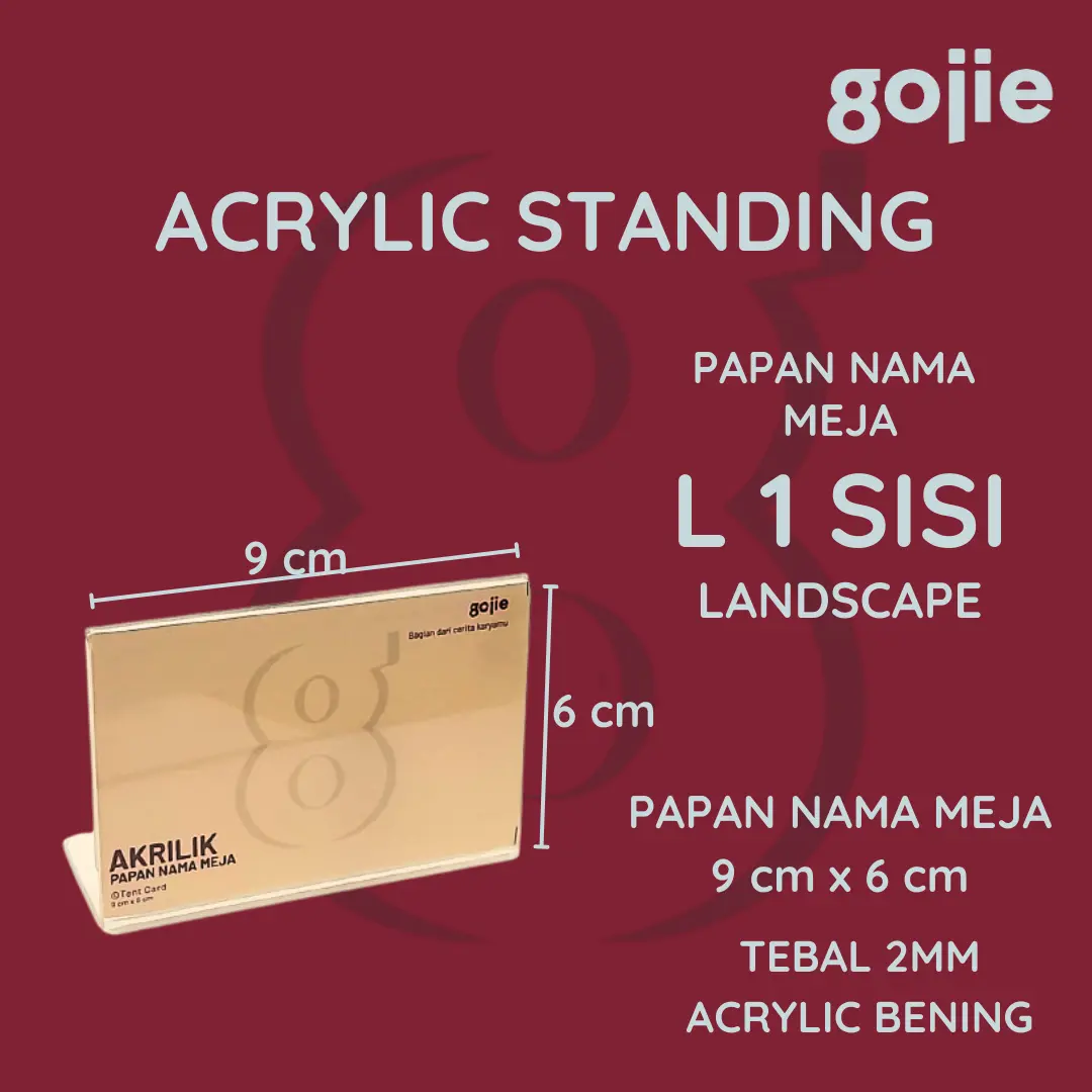 STAND KARTU NAMA AKRILIK | PAPAN KARTU NAMA MEJA 9X6 1 SISI L LANDSCAPE | MIN PEMBELIAN 2 PCS