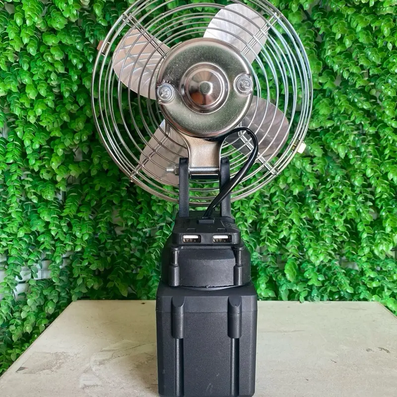 Quạt tích điện inox rộng 22cm với 2 tốc độ gió , chân pin phổ thông , có cổng USB , quạt Fan 2
