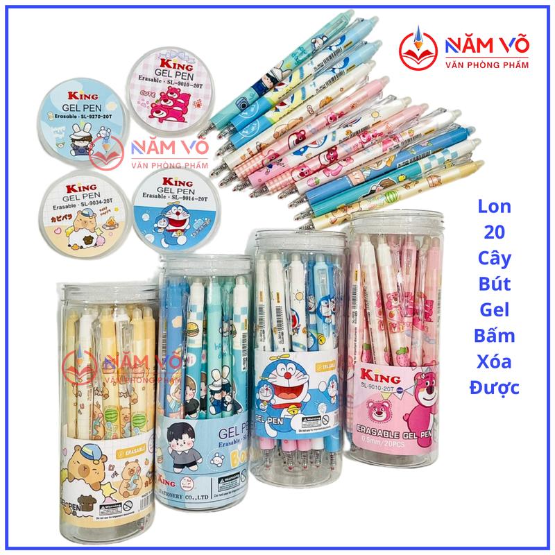    BẤM LON   LON 20 Cây Bút Gel Bấm Xóa Được - Viết Gel Bấm Xóa Được Ngòi 0.5mm Nhiều Mẫu Dễ Thương Mực Đậm Viết Êm  Mẫu Ngẫu Nhiên  